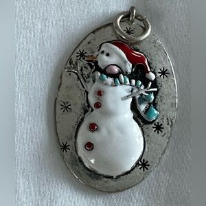 Christmas Snowman handmade pendant silver color